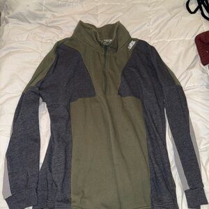 PINK Victoria's Secret Olive and Gray Zip Pullover